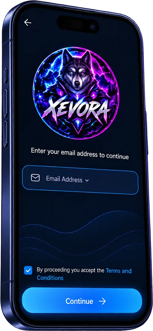 Xevora — sign in screen